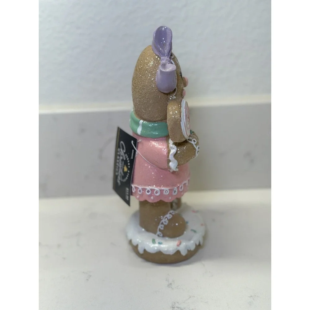 Hobby Lobby Robert Stanley Pastel Gingerbread Girl Figurine Pink Christmas 8.5